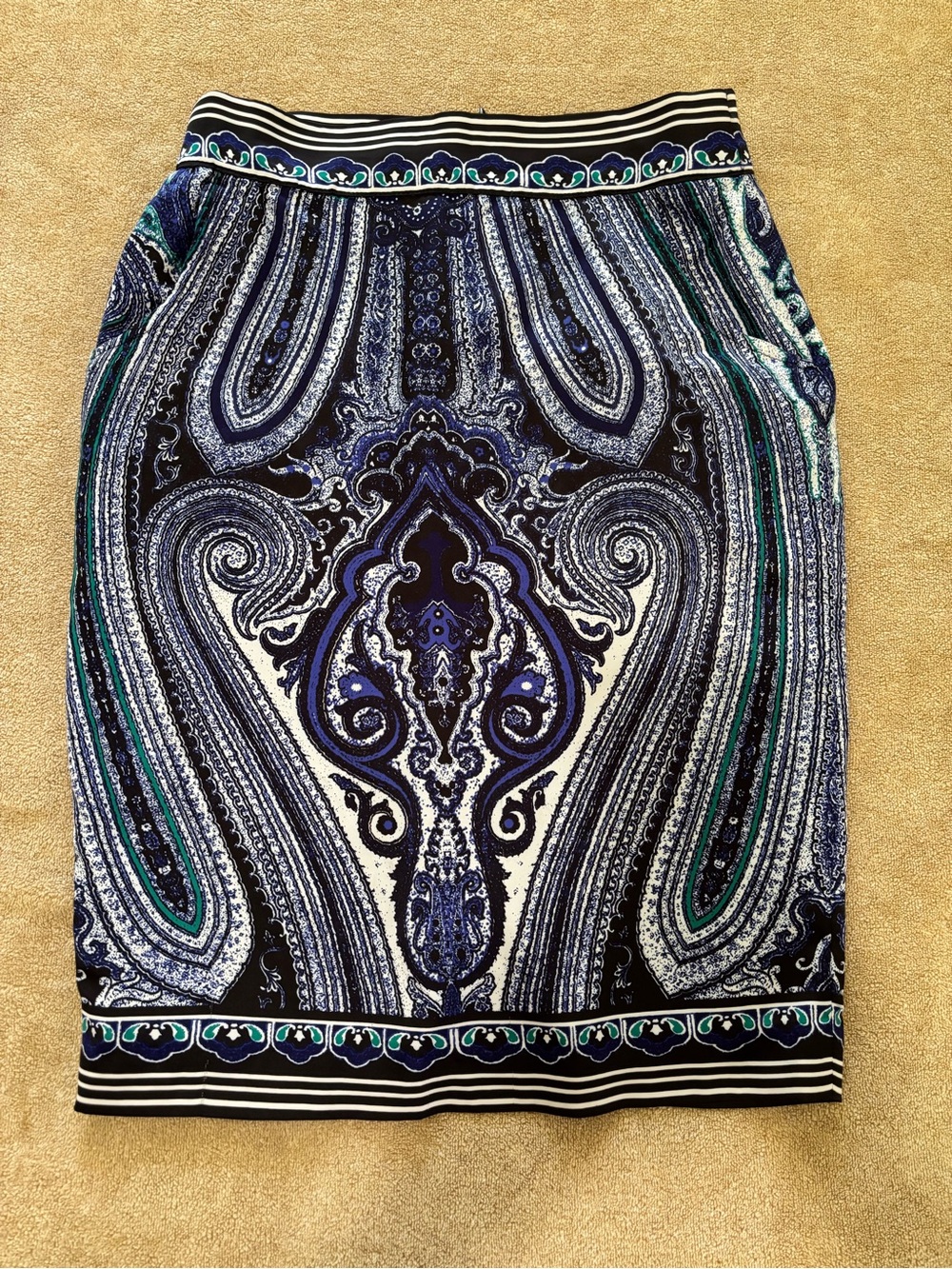INC International Concepts Black Paisley-Trim Pencil Skirt